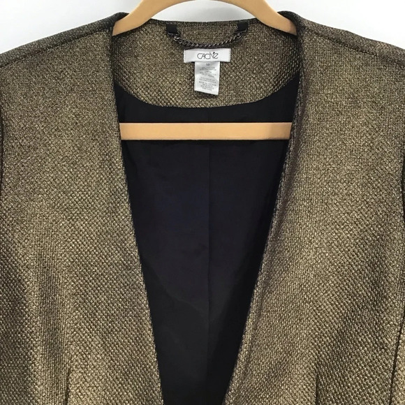 Cache Women’s Gold Metallic Blazer Jacket Career Special Occasion Size 10 - Picture 3 of 9